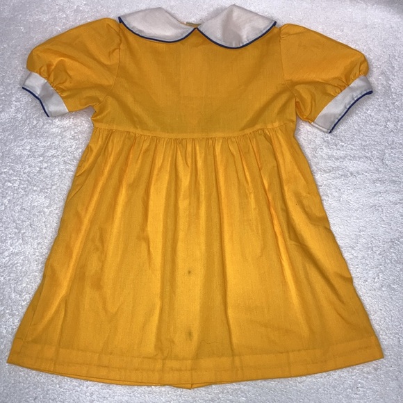 Vintage Kate Greenaway marigolds yellow button up dress Peter Pan collar 6x - Picture 7 of 9